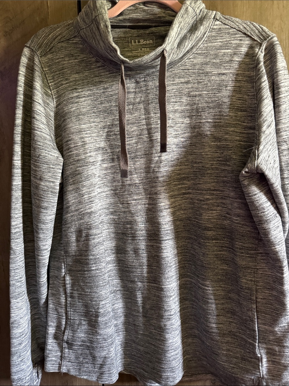 L.L. Bean Gray Marled Funnel Neck Pullover
